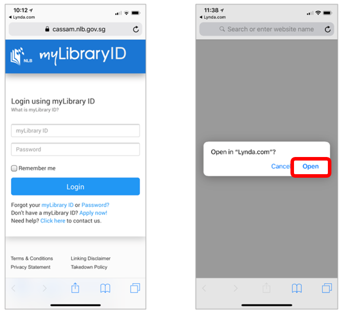 Login using NLB myLibrary ID for IOS Login using NLB myLibrary ID for IOS