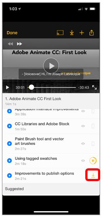 To download a course or video to watch offline To download a course or video to watch offline