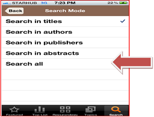 Display search mode list Display search mode list
