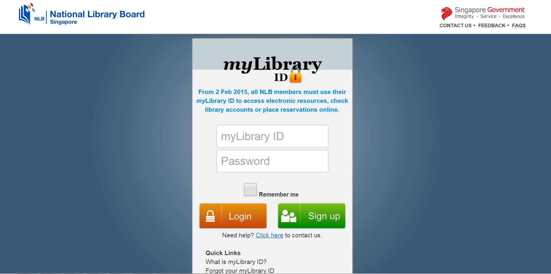 Login with myLibrary ID and password