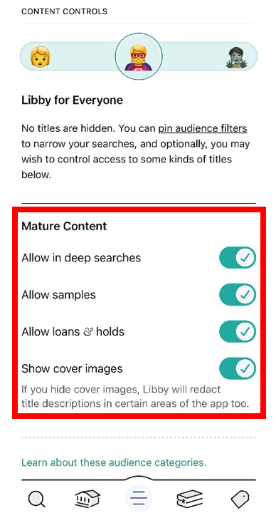 block mature content