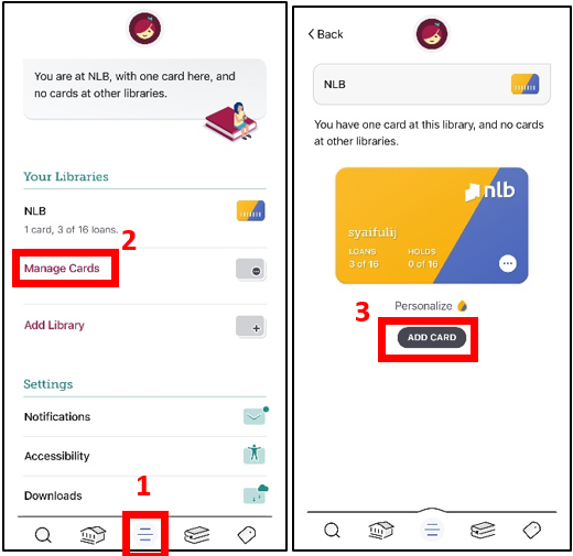 Add more than one library card to my Libby app