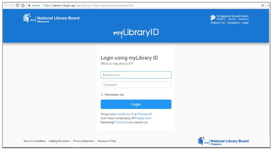 Login using NLB myLibrary ID Login using NLB myLibrary ID