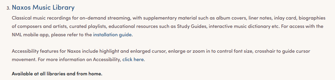NML link in NLB's eResources website