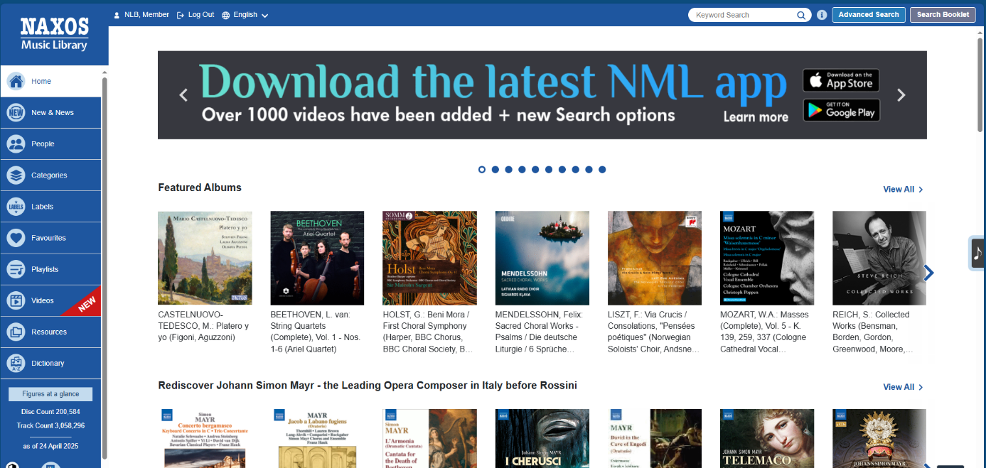 Naxos Music Library page